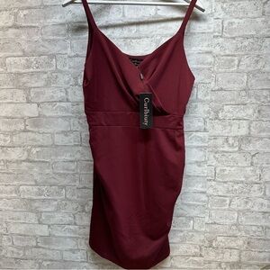 CURLBIUTY burgundy red dress women’s XL NWT sleeveless 19” X 40”‎